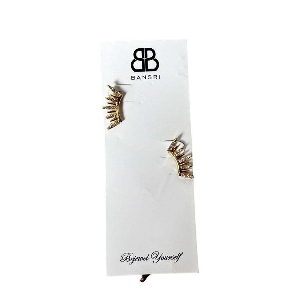 Bansri Anthropologie Women’s Gold Rhinestone Cuff Earrings NWT